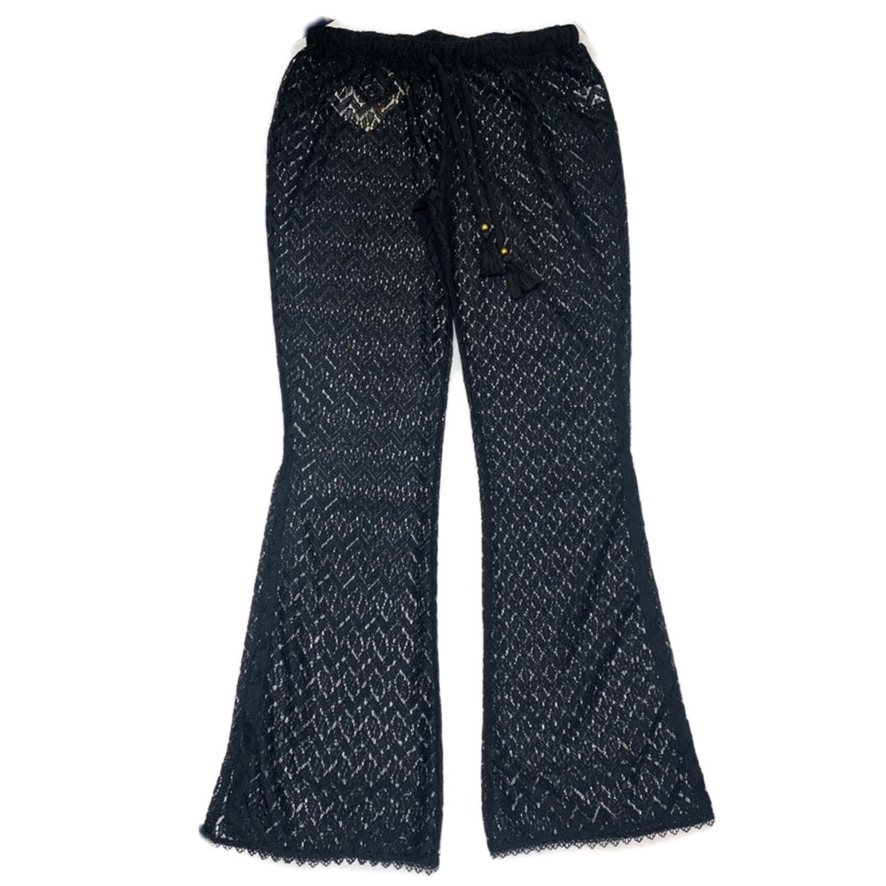 Black Crochet Festival Swim Cover-up Pants - Picture 4 of 12